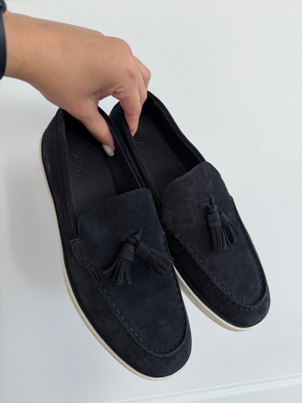 Zara Black Suede Tassel Loafers for Men